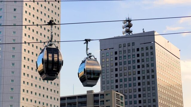 Yokohama, Kanagawa, Japan, 22nd April 2021: Yokohama Air Cabin (Ropeway), It is from Sakuragi cho station to Canal Park in Yokohama, Japan.