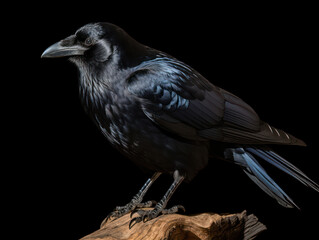 Fototapeta premium Crow Studio Shot Isolated on Clear Black Background, Generative AI