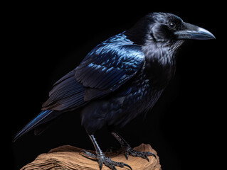 Fototapeta premium Crow Studio Shot Isolated on Clear Black Background, Generative AI
