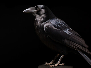 Obraz premium Crow Studio Shot Isolated on Clear Black Background, Generative AI