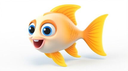 cute orange fish character isolated on transparent on white background. generative ai