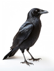 Crow Studio Shot Isolated on Clear White Background, Generative AI