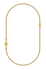 Aesthetic shape frame with sparkling stars. Modern geometric boho minimal lines border.