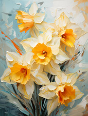 A Group Of Yellow And White Flowers - Yellow daffodil flowers in spring