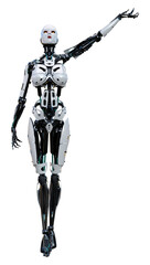 3D Rendering Female Robot on White