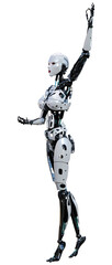 3D Rendering Female Robot on White