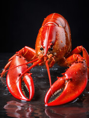 Lobster Studio Shot Isolated on Clear Black Background, Generative AI
