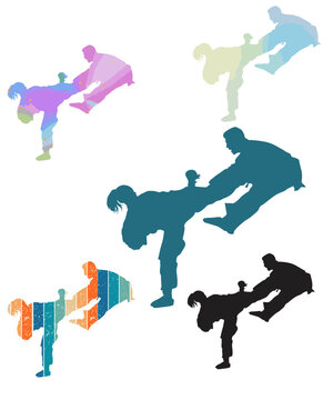 Various Karate Martial Art Silhouettes