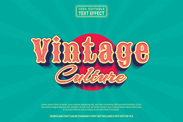 Editable text effect Vintage culture 3d cartoon template style modren premium vector