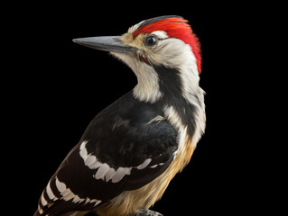 Obraz premium Woodpecker Studio Shot Isolated on Clear Black Background, Generative AI