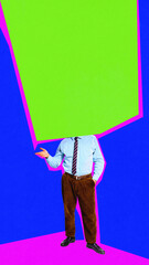 Business conference. Businessman leading presentation. Contemporary art collage. Concept of...
