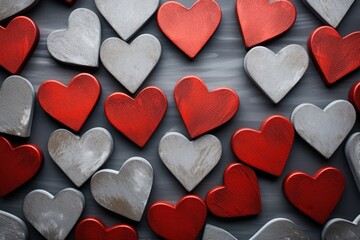 Obraz premium Hearts Galore: A Collection of Red and White Hearts in Various Shapes and Sizes