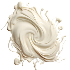 White cream or paint swirl whirlpool isolated on transparent background