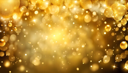 gold luxury background with bright sparkles and bubbles suitable for christmas, sales or product backdrop - obrazy, fototapety, plakaty