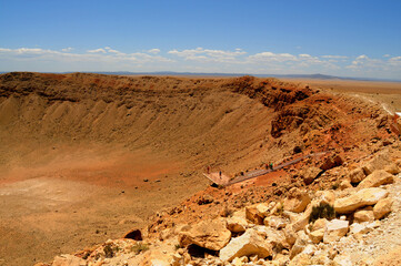 Meteor Crater Arizona with distant People for Perspective