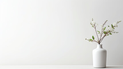 Minimalistic vase with florals, copy space