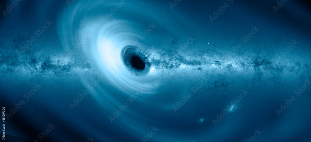 Poster black hole with galaxy 