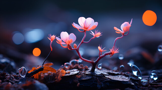 Fleurs et plantes cr&eacute;er par la technologie, nature du futur, 