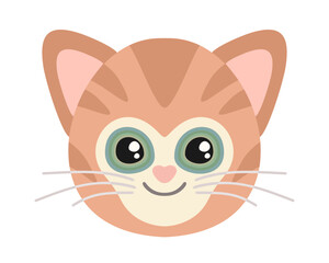 Red cat. Pet avatar. Vector cute isolated illustration. Cat logo.
