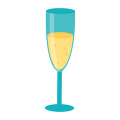 Glass of champagne with bubbles. Vector illustration isolated on white background.