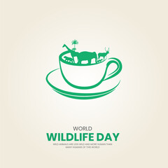 World wildlife day. Wildlife day creative design for social media poster.