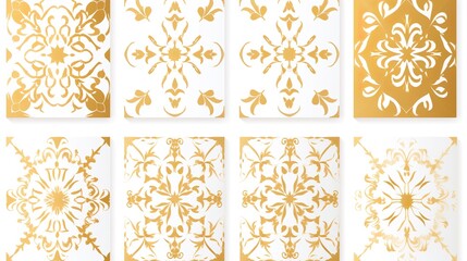 Art deco dividers and decorative golden headers. Victorian book and interior ornament. flat style art illustration on solid background