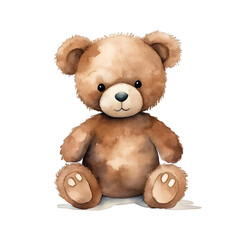 Fototapeta premium Watercolor Teddy bear isolated on isolated on transparent background