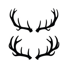  Antler Silhouette on White.