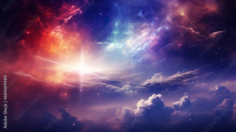 Canvas Prints purple and blue space background with a light trail in the middle abstract