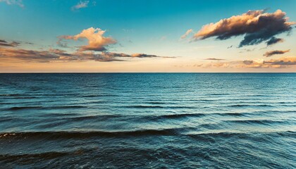 view of vast ocean horizon and sky at dusk - obrazy, fototapety, plakaty