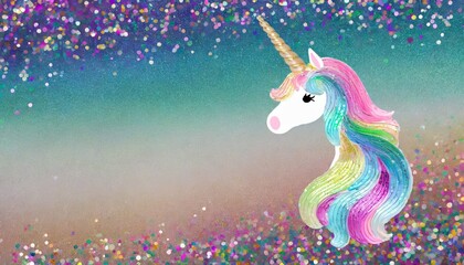 rainbow glitter sparkle birthday mermaid unicorn pony background celebrate party sequin invite - obrazy, fototapety, plakaty