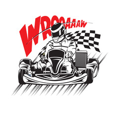 Go Kart racing vector illustration in colorful design, good for event logo, t shirt design and racing team logo - obrazy, fototapety, plakaty