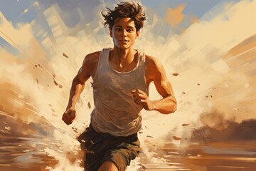 A Man's Escape: The Serene Journey of a Runner Across the Shimmering Waves