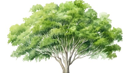 Obraz premium Collection of watercolor green tree isolated on white background. PNGs transparent background