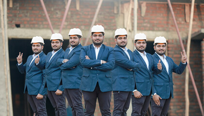 Collection portraits of Civil engineer man in black suit