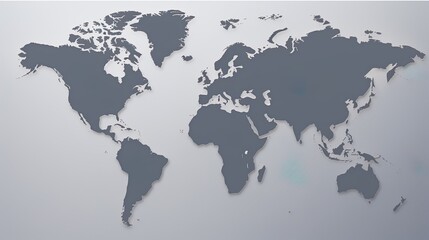 Fototapeta na wymiar Gray blank world map. Isolated on white background.