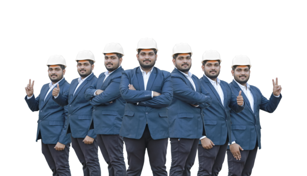 Collection portraits of Civil engineer man in black suit