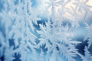 Winter's Delicate Lacework: A Macro Shot of Frost Patterns on a Window during the Christmas Season