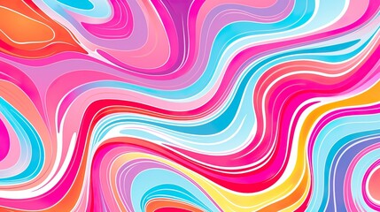Groovy retro seamless pattern. Disco wavy rainbow background liquid. Trippy psychedelic swirl summer backdrop. - obrazy, fototapety, plakaty