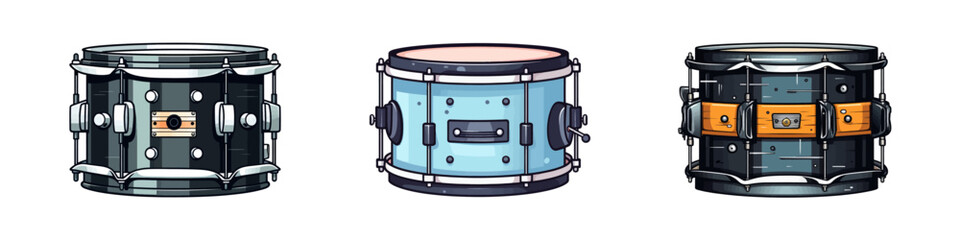 Cartoon drum isolated on a white background. Vector illustration - obrazy, fototapety, plakaty