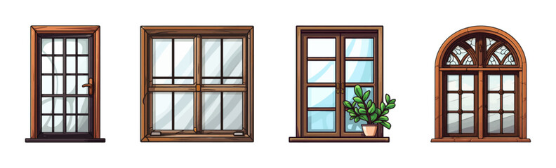Cartoon window set. Vector illustration
