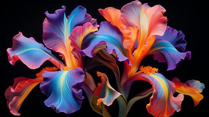 flowers, psychedelic, Art Nouveau, bright vivid colours, 16:9 - obrazy, fototapety, plakaty