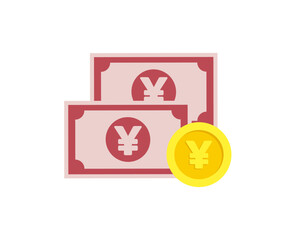 China paper notes yuan and chinese coin. Cash money. Finance icon. Financial infographic elements and symbols for web design vector design and illustration.