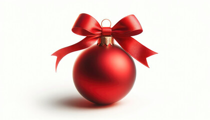 Red christmas ornament on a white background. Generative ai.