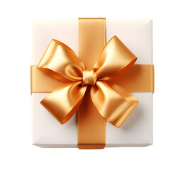 Gift box with golden bow isolated on transparent background