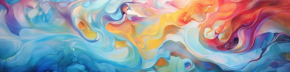 Obraz premium Colors in Motion: A Vibrant Abstract Painting With Blue, Yellow, and Red Hues
