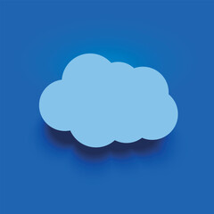 Vector icon cloud with shadow on blue sky background. Social media banner concept.