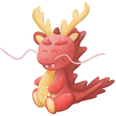 watercolor red Dragon new year 2024 element. 