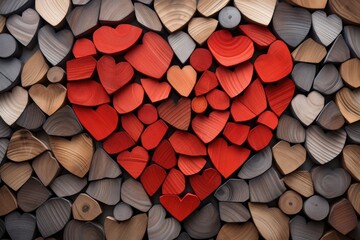Obraz premium A Rustic Heartcrafted from Weathered Wooden Logs