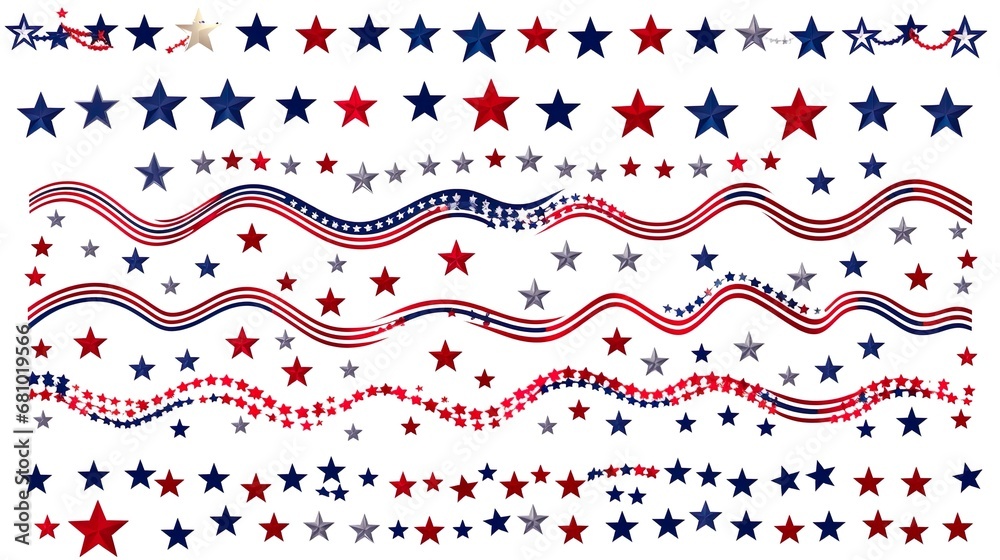 Wall mural independence day united states stars and dividers. usa flag illustration, decorations - border lines